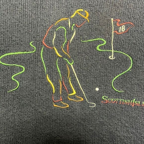 Scottish Isle Men’s Navy Embroidered Golf Crewneck Sweater by Bernette-Lg - Picture 13 of 16